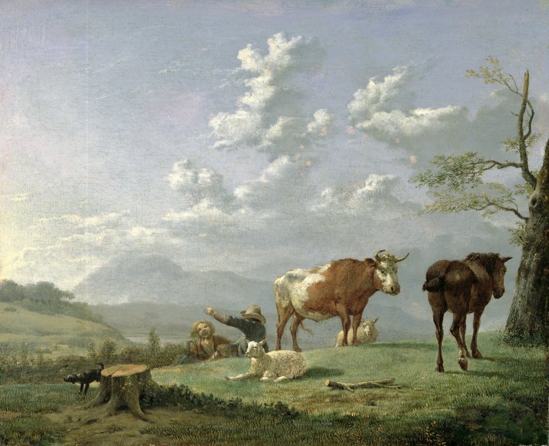 美品】複製画 ヨーロッパ 牧歌的風景 人物画 ITM0057.jpg